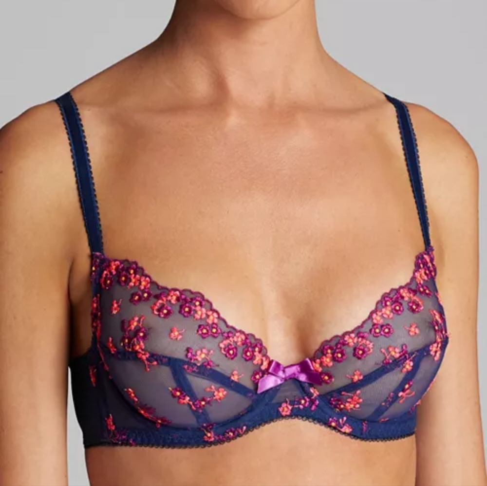 L'Agent by Agent Provocateur Clementina Purple And Blue Sheer Plunge Bra